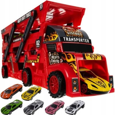 Merkloze Vrachtwagen Speelgoed met 6 Die-Cast Auto's en Lanceerfunctie