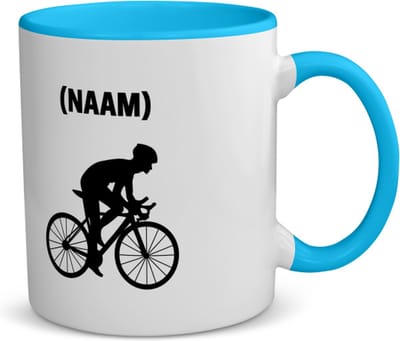 Akyol - wielrenner met je eigen naam koffiemok - theemok - blauw - Wielrennen - sport liefhebbers - mensen die houden van wielrennen - verjaardagscadeau - verjaardag - cadeau - kado - geschenk - gift - 350 ML inhoud