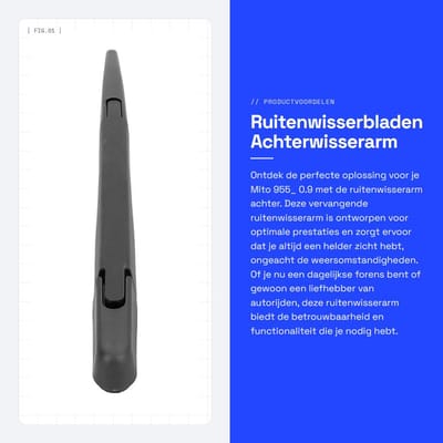 Dailygoods- Ruitenwisserarm Achter - Vervanging voor Mito 955_ - Rubber/ABS - Artikeltype: Ruitenwisserarm - 0.9/1.3 L - 74/101 PK - Achterruitenwisser