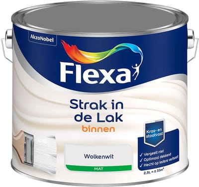 Flexa - Strak In De Lak Binnenlak Mat - Wolkenwit - Mengverf - 2,5 L