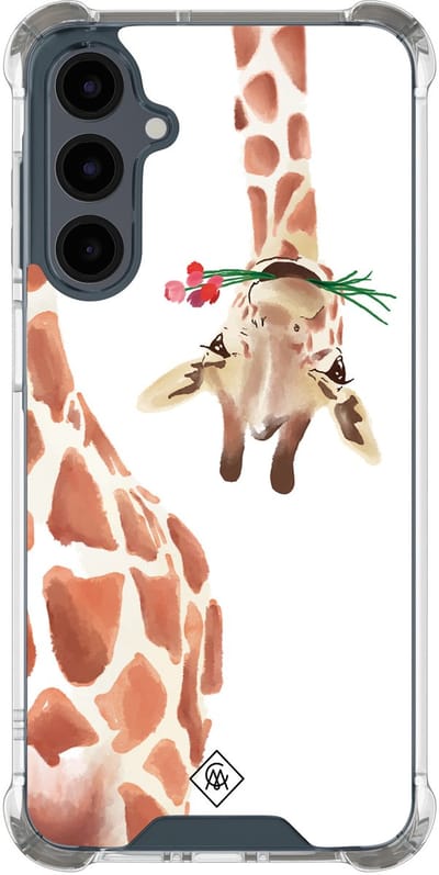 Casimoda® hoesje - Geschikt voor Samsung Galaxy A17 - Giraffe - Shockproof case - Extra sterk - TPU/polycarbonaat - Bruin/beige, Transparant