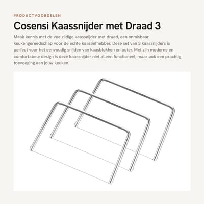 Dailygoods- Kaassnijder met Draad - 3 Stuks - Lichtgewicht en Duurzaam - Modern Design - Essentieel Keukengereedschap - Leuk Cadeau