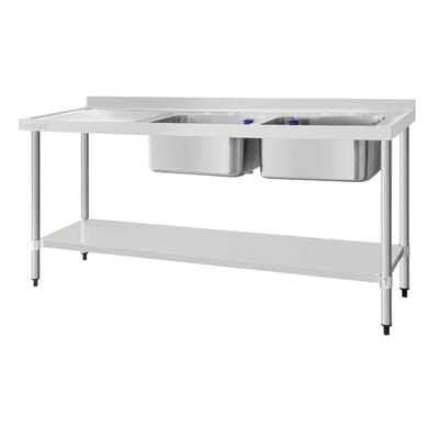 Vogue Dubbele Spoeltafel Spoelbak Links - Vogue DY828 - Horeca & Professioneel - Horeca & Professioneel
