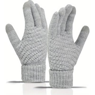 Gants chauds d'hiver à écran tactile pour femmes et hommes, mitaines tricotées extensibles à doigts entiers, gants d'extérieur pour cyclisme et conduite gris