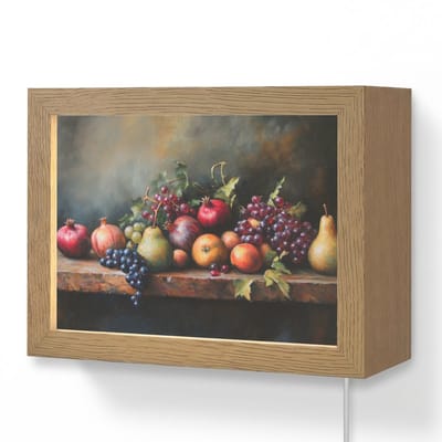 Wandlamp 20x15 cm - Oplaadbaar - Rustiek - Stilleven - Fruit - Wandlampen binnen woonkamer - Slaapkamer lamp met kabel - Decoratieve nachtlamp - Vloerlamp snoer