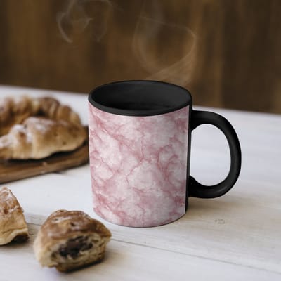 Magische Mok - Foto op Warmte Mokken - Koffiemok - Roze - Kwartsmarmer - Aders - Magic Mok - Beker - 350 ML - Theemok