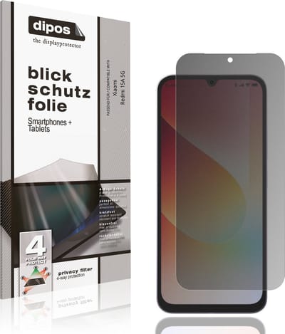 dipos – Matte Privacy Screenprotector geschikt voor Xiaomi Redmi 15A 5G | Anti-Spy Beschermfolie
