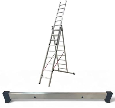 Stabilisatorvoet voor Industriële en Doe-Het-Zelf Ladders - Geschikt voor 1, 2 en 3 Delige Ladders tot 3,0m - Duurzaam Aluminium met Eenvoudige Installatie