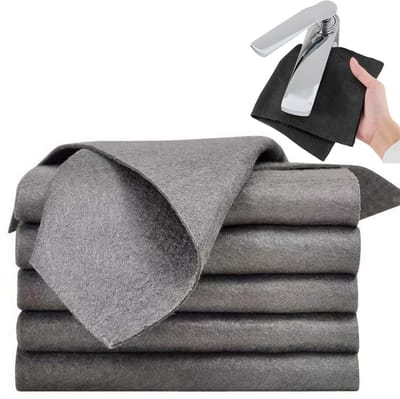 OKWISH Magische Reinigingsdoek - Microvezeldoeken Set - Glasreinigingsdoek - Absorberende Doeken - Streepvrije Poetsdoeken - 30x40 cm - Microvezel - Grijs