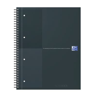 Oxford International notebook A4+ gelijnd 4 gaats 80 vel stevige kartonnen kaft 30 jaar zwart