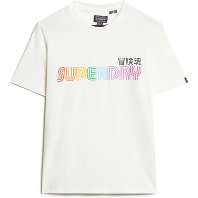 Superdry - Rainbow T-shirt met logo en relaxte pasvorm - Dames - T-shirts