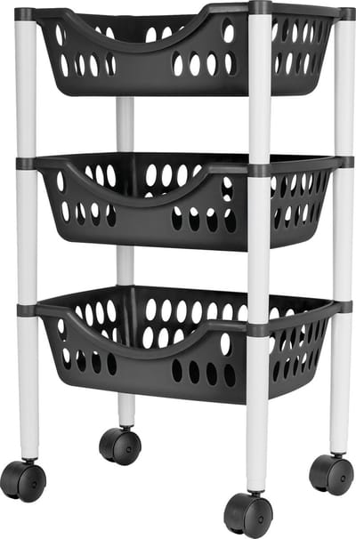Juypal Keukentrolley - 3-laags - grijs/wit - kunststof - 39 x 26,5 x 66,5 cm