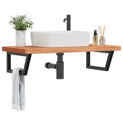 vidaXL - Badkamer - wandschap - staal - en - massief - beukenhout