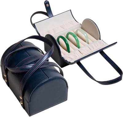 Sieradendoos Organizer - Draagbare Vitrine - Sieraden Opbergen - 7 Vakken Ontwerp - 12 x 13 x 12 cm - Blauw