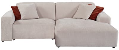 Vente-unique Hoekbank met hoek rechts van beige ribfluweel TIRONO van Maison Céphy