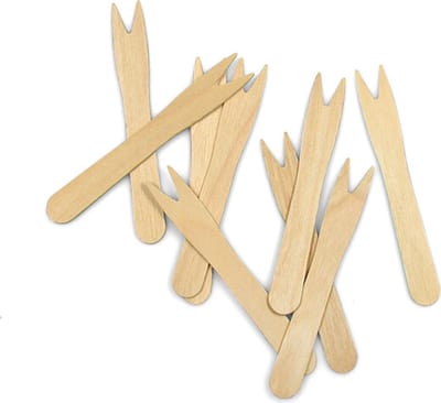 Duurzame houten frietvorkjes - Frietvorkje hout 85mm - Patat friet - Frites bakje snack vorkje 1000 stuks