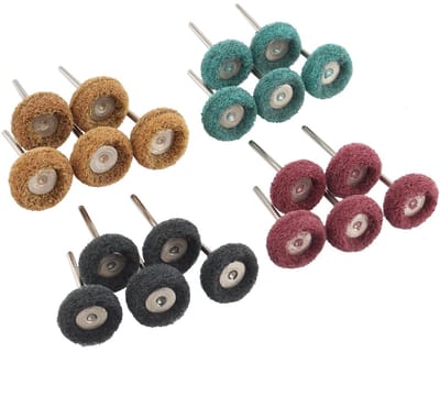 Allecto - Schuurwielen Set - Polijsten - Roestvrij Staal - Compatibel met Draaigereedschap - Set van 20 - Verschillende Korrelgroottes - 3mm Schach...