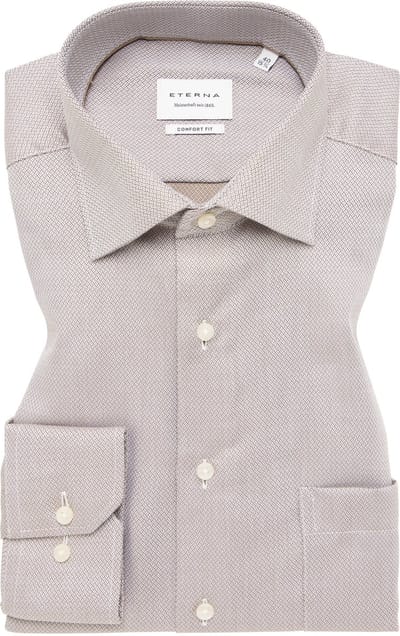 ETERNA comfort fit overhemd - structuur - beige - Strijkvrij - Boordmaat: 44