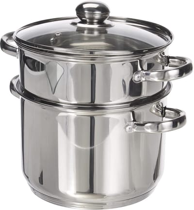Couscouspan/Stoompan 3-in-1 - 22 cm, 6 Liter Roestvrij Staal - Voor Inductie en Alle Warmtebronnen