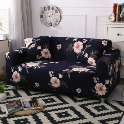 Bloemen bedrukte bankhoes Stretch Spandex bankhoezen Antislip verwijderbare bankhoes voor woonkamermeubilair 1Pc 1-seat 90-140cm gray