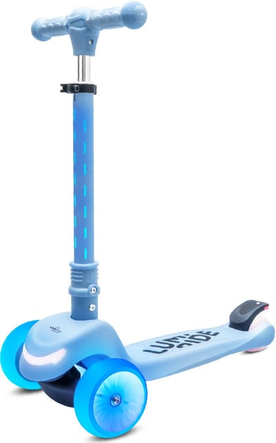 LUMI RIDE Kinderstep 3 wielen, Scooter voor kinderen driewieler, Blau, Balance LED, Inklapbaar, Verstelbaar Stuur, Voetrem, Antislip Dek, Afneembaar Stuur