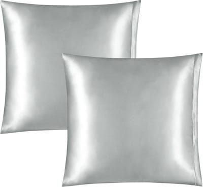 Famanu – Kussensloop satijnen kussensloop set van 2 met ritssluiting voor haar en huid antraciet