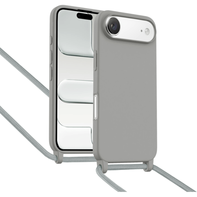 ShieldCase Hoesje met telefoonkoord (grijs) geschikt voor iPhone – Case met draagkoord – Telefoonhoesje voor extra bescherming