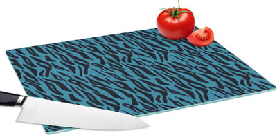 Glazen Snijplank - 39x28 - Tijger - Blauw - Zwart - Design - Dieren - Snijplanken Glas