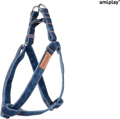AmiPlay Prestige Harnas / Hondentuigje - Denim - Navy - M - Hals- en borstomtrek: 30 - 55 cm (GELIEVE ALVORENS BESTELLEN OPMETEN)