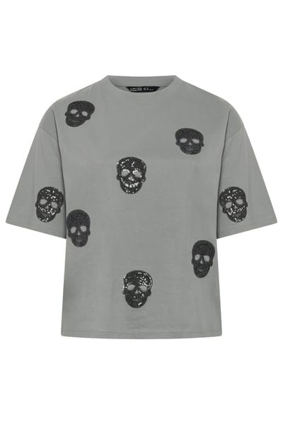 Limited Collection Grijs Tshirt Met Pailletten En Doodskopprint Size 38
