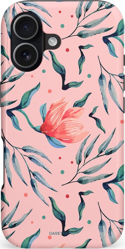 Casetastic hoesje geschikt voor Apple iPhone 17 - MagSafe - Dubbellaagse bescherming - Roze Bloemen en Takken - Fashion Case - Lichtroze Zilver Perzik