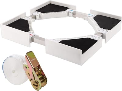 Verstelbaar verbindingsframe met rateltouw en anti-slip dienblad, 50-70 cm, ideaal voor wasmachine en wasdroger, universeel en stevig