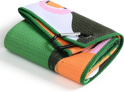 Golfhanddoek - Golfdoek Microvezel - Golfbaan Schoonmaken - Wafelstof Structuur - 16x24 inch - Groen Bedrukt