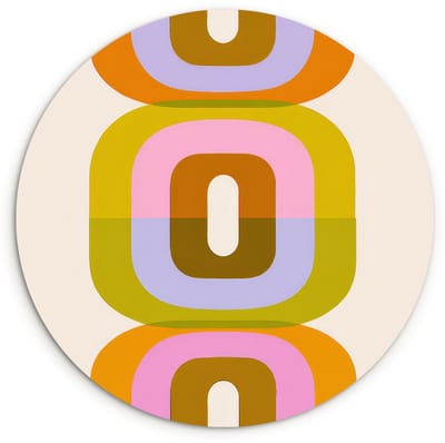 WallCircle® Wandcirkel 120x120 cm - Muurcirkel Stapel - Vormen - Geblokt - Oranje - Muurdecoratie woonkamer - Wanddecoratie slaapkamer - Kamer decoratie accessoires - Ronde schilderijen XXL
