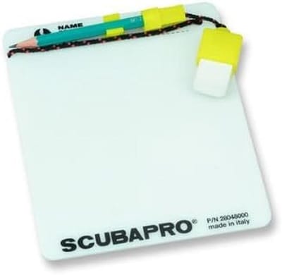 Duikschrijfbord met potlood en gum voor onderwatercommunicatie