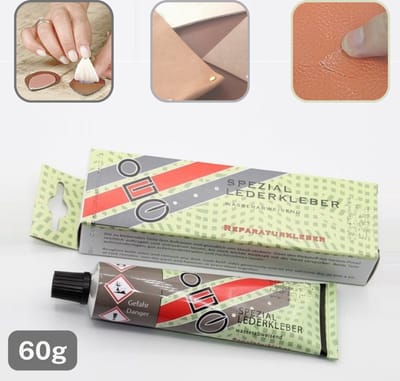 Lederlijm 60 g – Waterbestendige Lijm voor Leer & Suède – Leer op Leer en Suède op Suède – Flexibele Transparante Hechting – Made in Germany