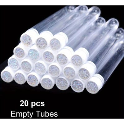 20 pièces Tubes vides de brosses à cils Conteneur Réutilisable Cristal Cils Baguette Mascara Flacon Étui argenté