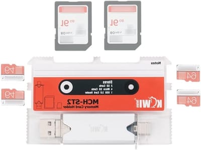 2-in-1 SD Kaart Houder, Draagbare Geheugenkaart Case voor 2 SD Kaarten, 4 microSD Kaarten en 1 USB 3.0 Kaartlezer, Compact en Handig voor Fotografie en Opslag