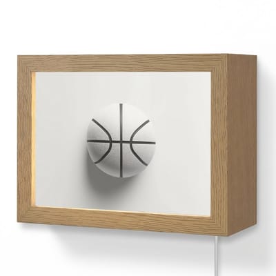 Wandlamp 20x15 cm - Oplaadbaar - Basketbal - Wit - Schaduw - Lijnen - Wandlampen binnen woonkamer - Slaapkamer lamp met kabel - Decoratieve nachtlamp - Vloerlamp snoer