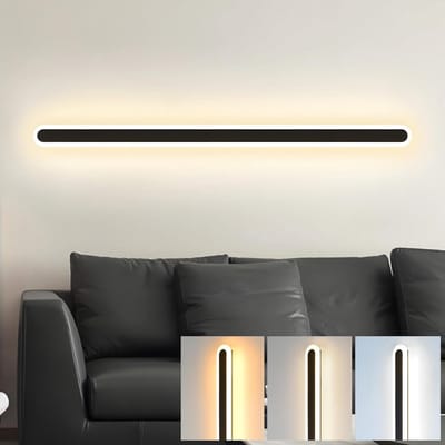Lange Zwarte LED Wandlamp 100CM Dimbare Binnenverlichting met 3 Lichtkleuren