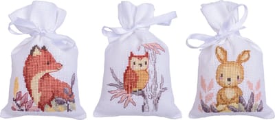 Vervaco - Kruidenzakje kit - In het bos set van 3 - PN-0203548 - Borduren - Borduurpakket - Borduurpakket volwassenen - Borduurpakket kind