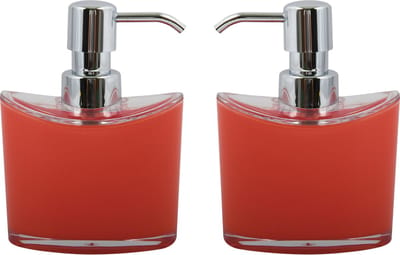 MSV Zeeppompje/dispenser Aveiro - 2x - PS kunststof - rood/zilver - 11 x 14 cm - 260 ml