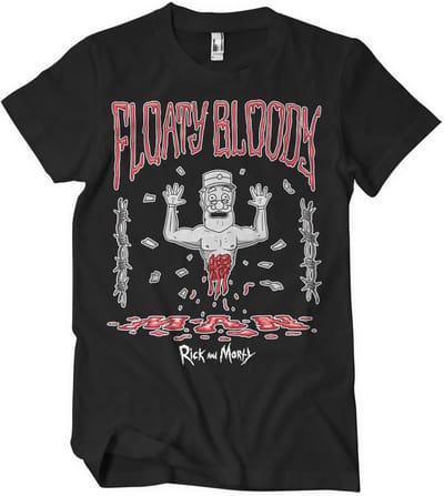 Rick And Morty Floaty Bloody Man T-shirt Zwart