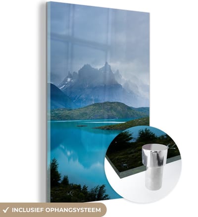 ® Glasschilderij 120x180 cm - Schilderij acrylglas - Meer - Chili - Foto op glas - Muurdecoratie woonkamer - Wanddecoratie slaapkamer - Schilderijen