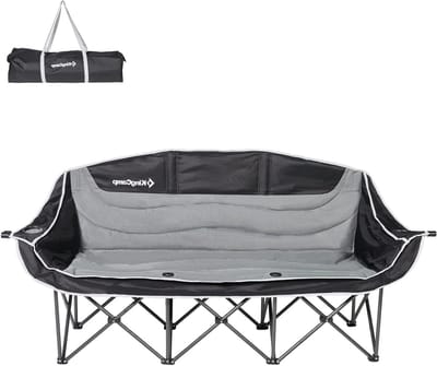Campingbank 3-zits - Opvouwbare stoel - Buiten ontspannen - Gewatteerde zitting - 181 cm breed - Zwart