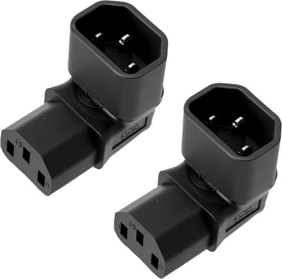 2 Stuks IEC C14 Stekker naar C13 Stopcontact, 250V 10A Voedingskabel met Bocht, 90 Graden Voedingskabel voor Computer, Monitor en Printer Accessoires
