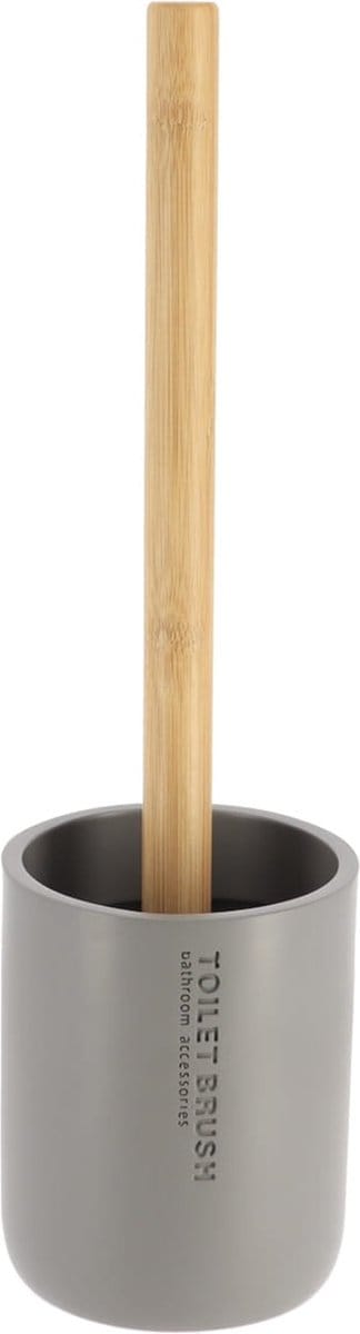 Tendance WC borstel met houder 102 series - grijs/bamboe - PS - 10,4 x 36 cm - toiletborstel