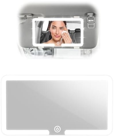 Cosmeticaspiegel met LED - Oplaadbare Krasbestendige Auto Achteruitkijkspiegel met Zonneklep en 3 Lichtmodi voor SUV en CRV-Trucks - Eenvoudige Installatie