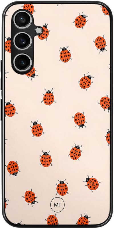 Hoesje geschikt voor Samsung Galaxy A54 - Lieveheerstbeestjes - TPU Hard Case Backcover - Beige - Mooie Telefoonhoesjes