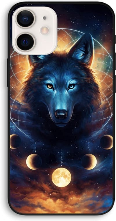 Case Company® - Hoesje geschikt voor iPhone 12 hoesje - Wolf Dreamcatcher - Biologisch Afbreekbaar Telefoonhoesje - Bescherming alle Kanten en Schermrand